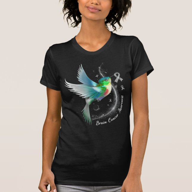 Gray Ribbon Hummingbird Brain Cancer Awareness Mon T-Shirt (Vorderseite)