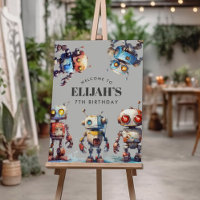 Gray Robots Tech Gear Builder Birthday Party-Zeich