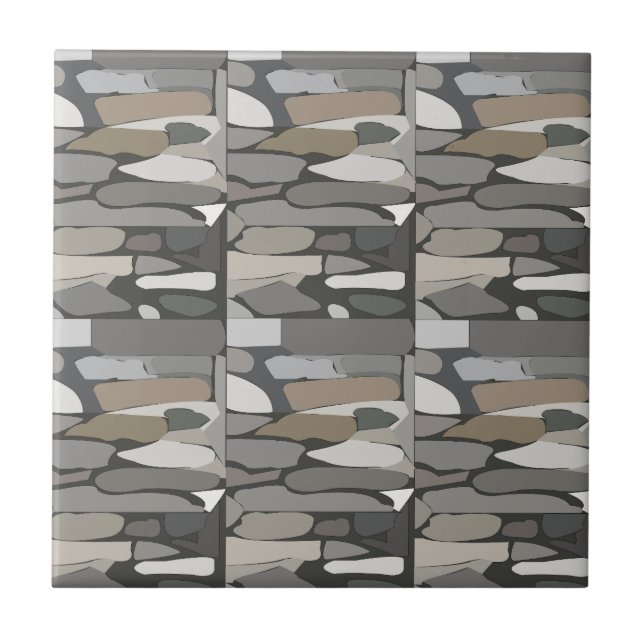 Gray Rock Stone Pattern Fliese (Vorderseite)
