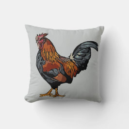 Gray Rooster Pillow Kissen