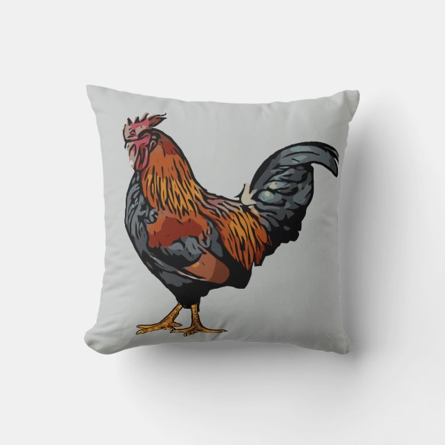 Gray Rooster Pillow Kissen (Vorderseite)