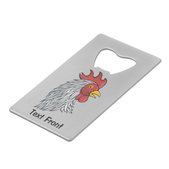 Gray Rooster's Head Geldbeutel Flaschenöffner (Vorderseite Schrägansicht)