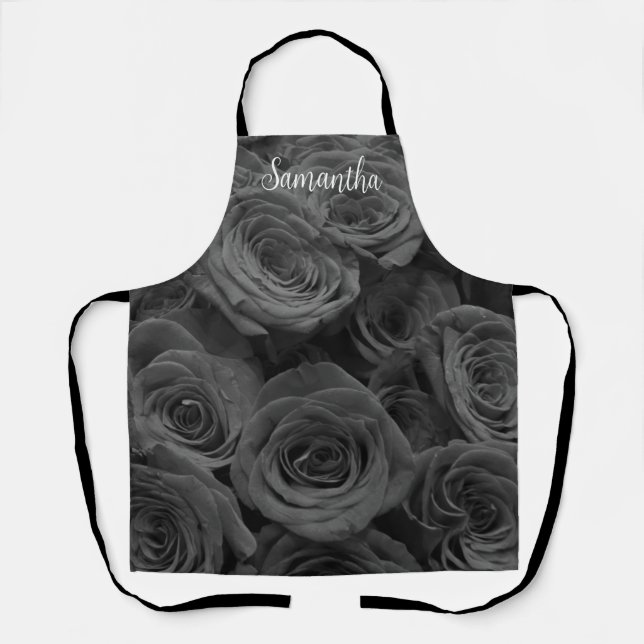 Gray Rose elegantes graues Foto Schürze (Vorderseite)