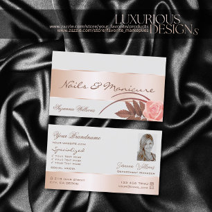 Gray Rose Gold Dekoration Herrliche Blume mit Foto Visitenkarte