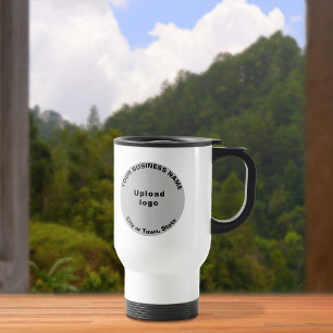 Gray Round Business Brand on Travel Mug Reisebecher