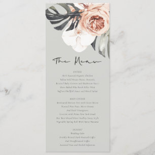 GRAY RUST MONSTRERA FLORAL WATERCOLOR WEDD MENÜKARTE