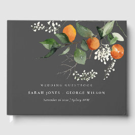 Gray Rustic Boho Orange Blossom Botanische Hochzei Gästebuch