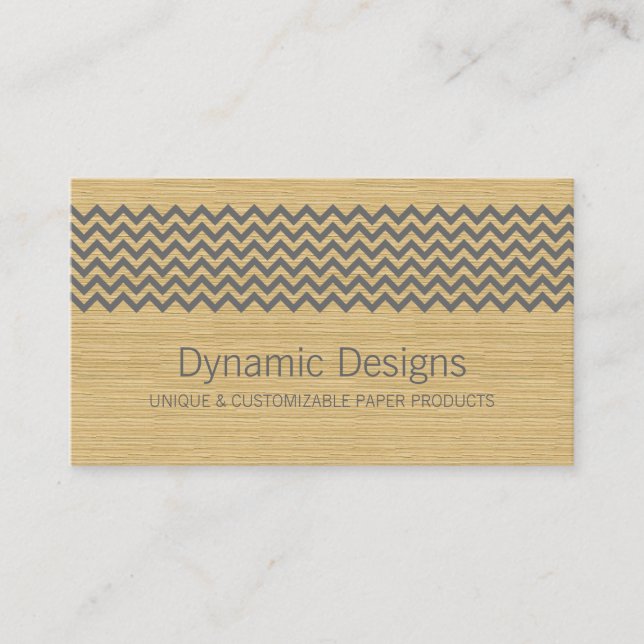 Gray Rustic Chevron Carte de visite (Devant)