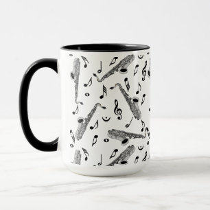 Gray Saxophone Musiknote Pattern Tasse