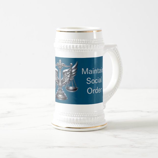 Gray Scales of Justice Attorney Office on Blue | Bierglas (VorderseiteRechts)
