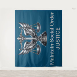 Gray Scales of Justice Attorney Office on Blue | Wandteppich