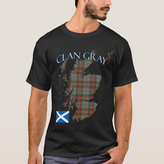 Gray Scottish Clan Tartan Scotland T-Shirt (Vorderseite)