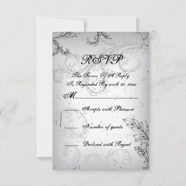 Gray Scroll 25. Silberhochzeit Jubiläum UAWG RSVP Karte (Vorderseite)