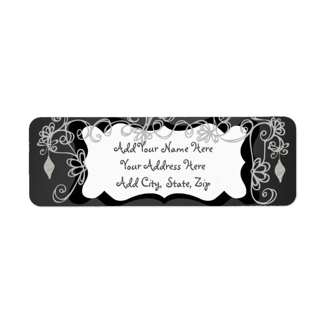 Gray Scrolls Chalkboard Holiday Address Label (Vorne)