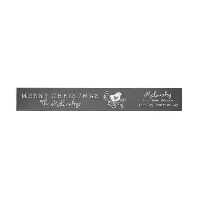 Gray Scrolls Chalkboard Holiday Wraparound Label (Person)