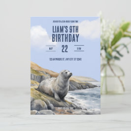 Gray Seal Birthday Invitation Einladung
