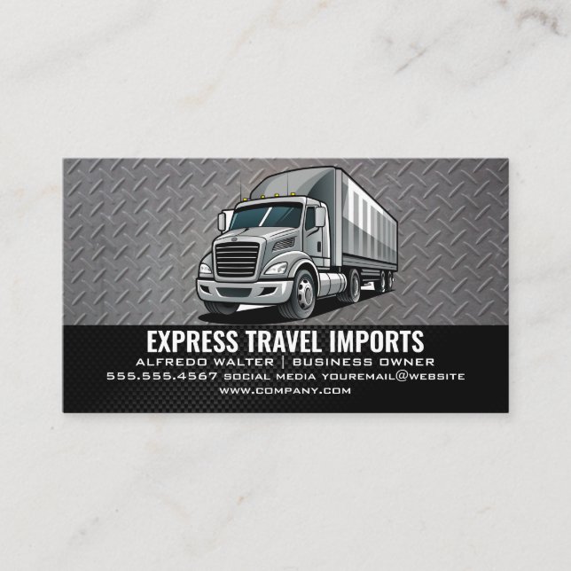 Gray Semi Truck | Verkehr Visitenkarte (Vorderseite)