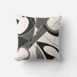 Gray Shades Black auf Off-White Diagonal Abstrakt Kissen