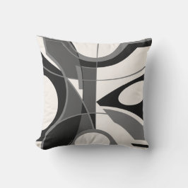 Gray Shades Black auf Off-White Modern Art Abstrak Kissen