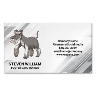 Gray Shaggy Dog Tierdienste Magnetische Visitenkarte