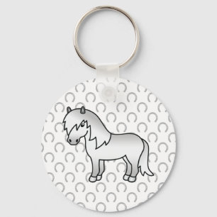 Gray Shetland Pony Cute Cartoon Illustration Schlüsselanhänger