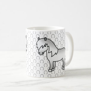 Gray Shetland Pony Niedlicher Cartoon Illustration Kaffeetasse