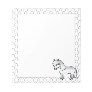 Gray Shetland Pony Niedlicher Cartoon Illustration Notizblock