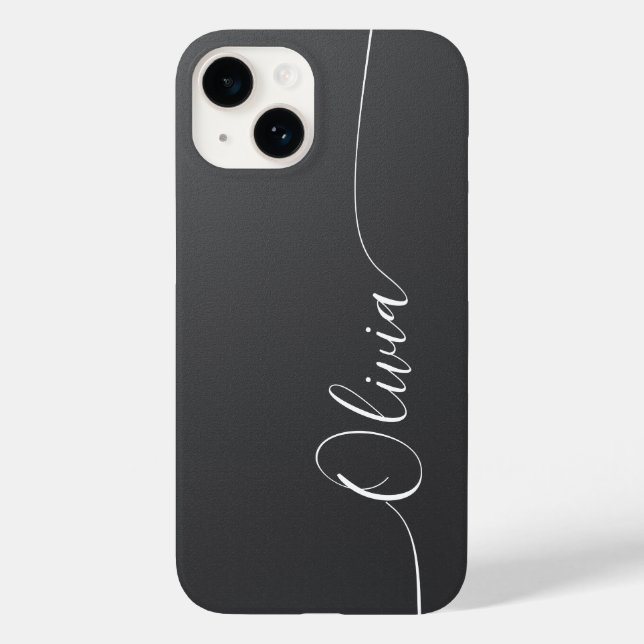 Gray Shimmer Eleganter Calligrafy Script Name Case-Mate iPhone 14 Hülle (Rückseite)