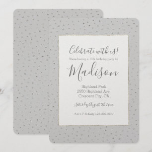 Gray Silver Confetti Geburtstag Einladung