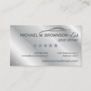 Gray Silver Minimal Driver Car Auto Visitenkarte