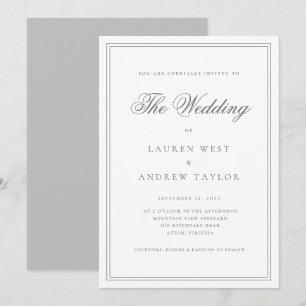 Gray Silver Moderne Minimalistisch die Hochzeit vo Einladung