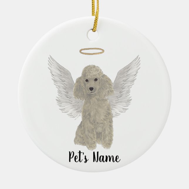 Gray Silver Poodle Beileid Memorial Keramik Ornament (Vorne)