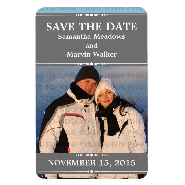 Gray Simple Chic Foto Save the Date Magnet (Vertikal)