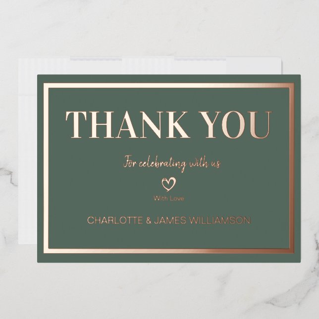 Gray Simple Minimalistisch Wedding Danke Folieneinladung (Briefumschlag)
