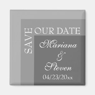 Gray Simple Modern Chic Script Wedding Magnet