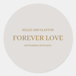 Gray Simple Wedding Classic Round Sticker