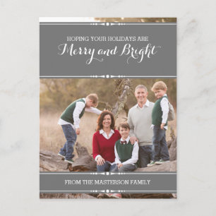 Gray Simply Chic Holiday Foto Postkarte