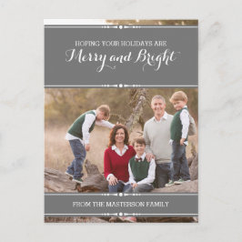 Gray Simply Chic Holiday Foto Postkarte