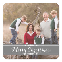 Gray Simply Chic Holiday Foto Stickers