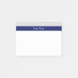 Gray SLg Zickzack Navy Name Monogram Post-it Klebezettel