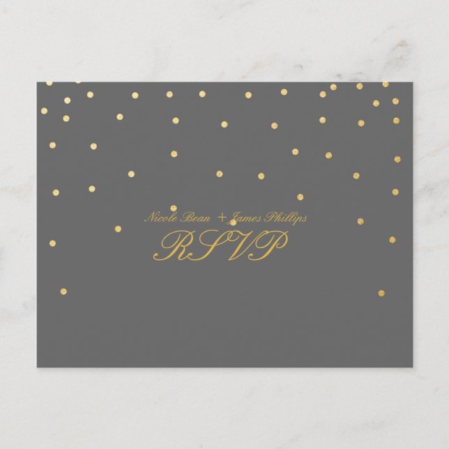 Gray & Small Gold Confetti UAWG Wedding Postcard Einladungspostkarte (Vorderseite)