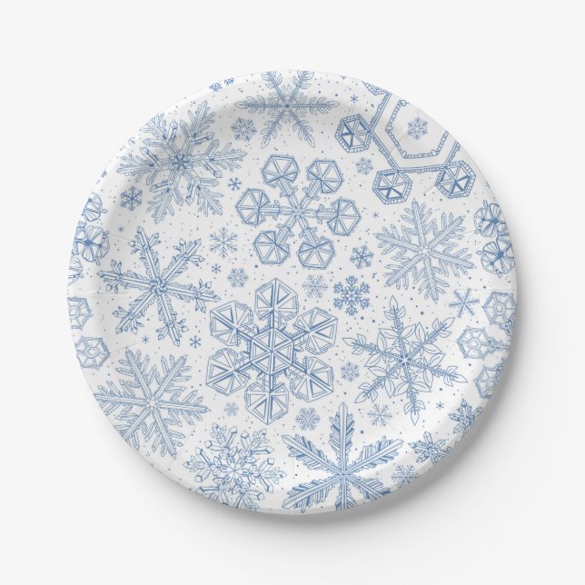 Gray Snowflakes on off white Pappteller (Vorderseite)