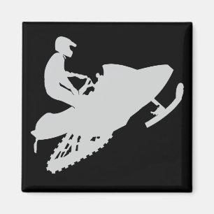 Gray-Snowmobile Magnet