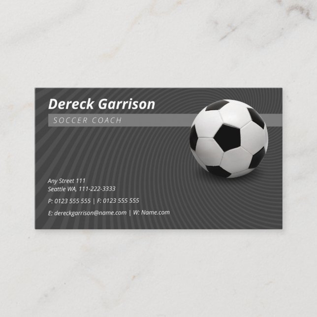 Gray Soccer Coach | Sport Visitenkarte (Vorderseite)