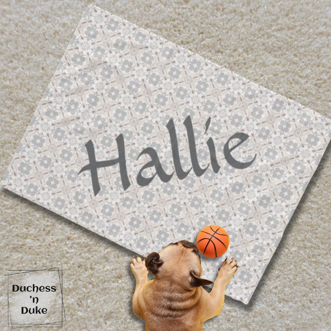 Gray Spanish Tile Personalized Dog Blanket  Fleecedecke (Dog Blanket - Gray Spanish Tile Personalized)