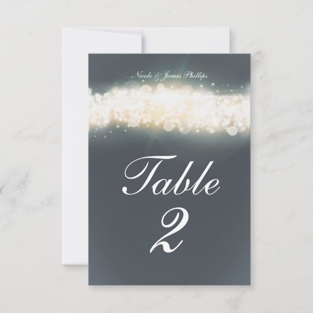 Gray Sparkle Light Blast Wedding Tischnummer Card (Vorderseite)
