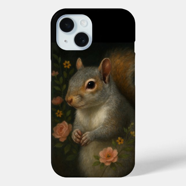 Gray Squirrel with Flowers – Enchanted Woodland  Case-Mate iPhone Hülle (Rückseite)