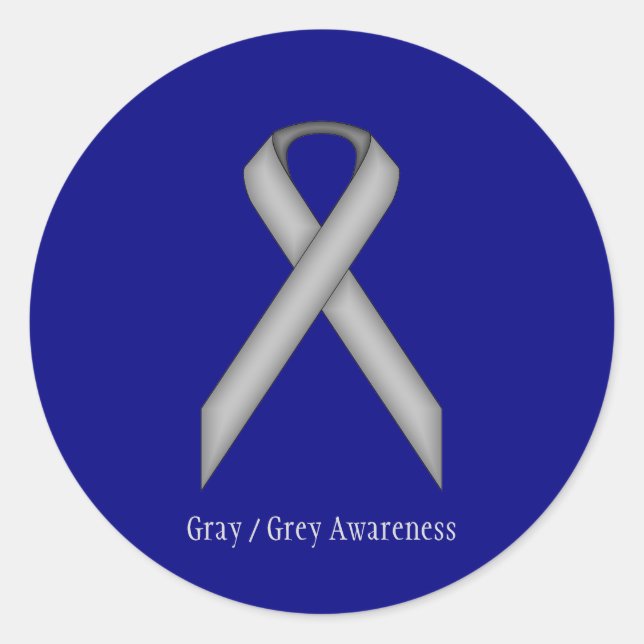 Gray Standard Ribbon von Kenneth Yoncich Runder Aufkleber (Vorderseite)