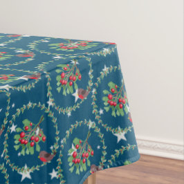 Gray Star Blue Red Robin Wreath Weihnachten Tischdecke