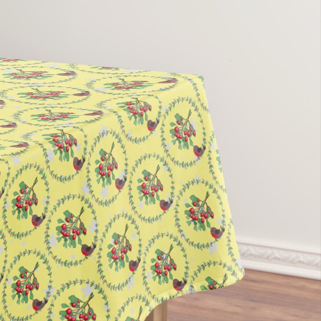 Gray Star Yellow Red Robin Wreath Weihnachten Tischdecke (Beispiel)
